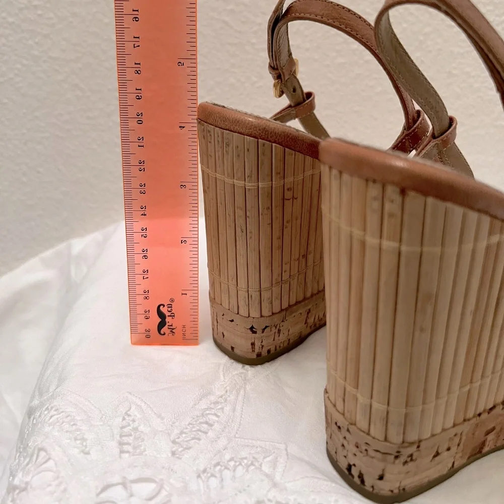 Prada Bamboo and Cork Wedge Heels